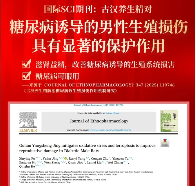 国际SCI期刊揭示古汉养生精可改善糖尿病诱导的男性生殖损伤